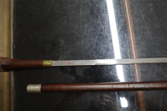 A silver mounted swagger sword stick